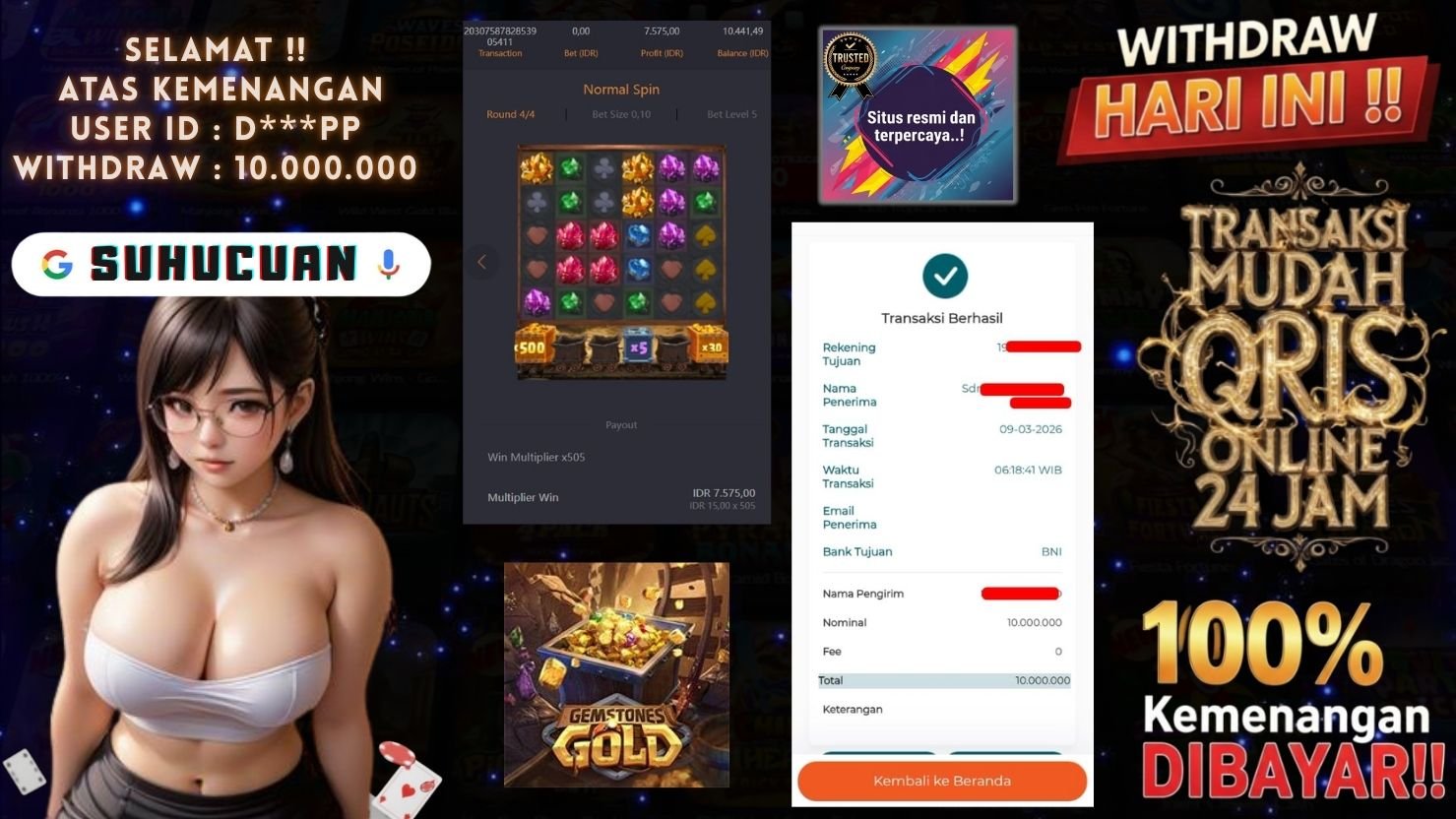 SUHUCUAN JACKPOT SLOT GEMSTONES GOLD 